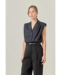 English Factory Women's Pleated Sleeveless shirt top
