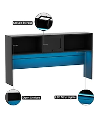 L Shaped Desk with Hutch, Corner Workstation Charge Station and File Cabinet