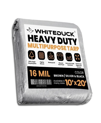 8 oz. Poly Tarpaulin 10x20 Silver & Black