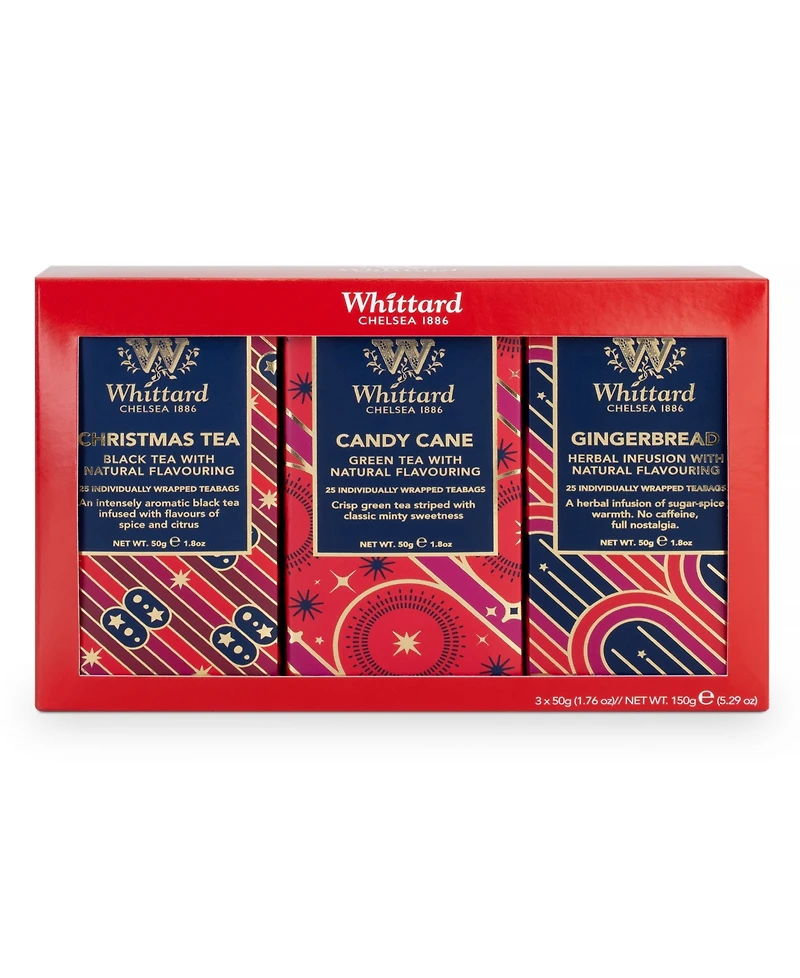 Whittard of Chelsea Christmas Tea Trio, 3 x 25 Pieces