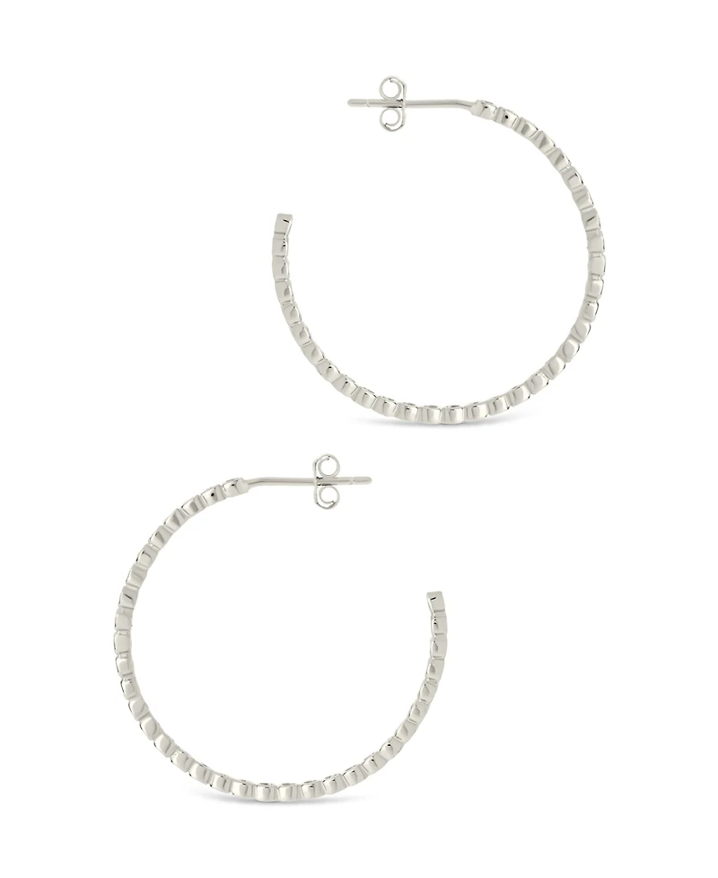 Sterling Forever Sterling Silver Bezel Statement Bubble Hoops - 1"