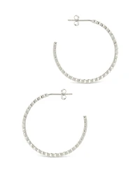Sterling Forever Sterling Silver Bezel Statement Bubble Hoops - 1"