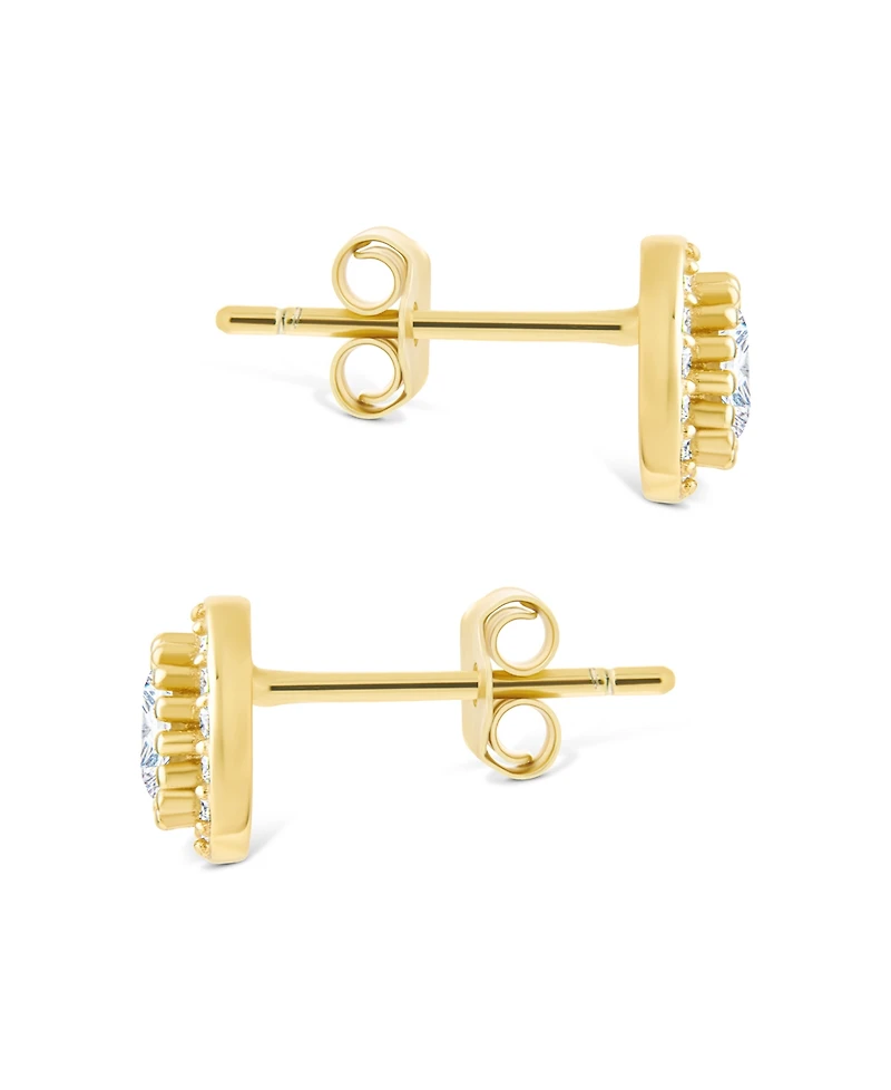 Sterling Forever Silver Round Cut Brilliant Halo Studs