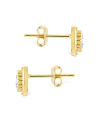 Sterling Forever Silver Round Cut Brilliant Halo Studs