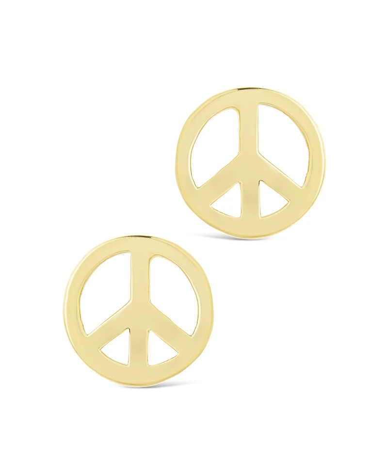 Sterling Forever Silver Peace Sign Studs