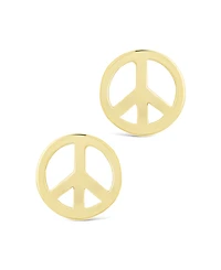 Sterling Forever Silver Peace Sign Studs