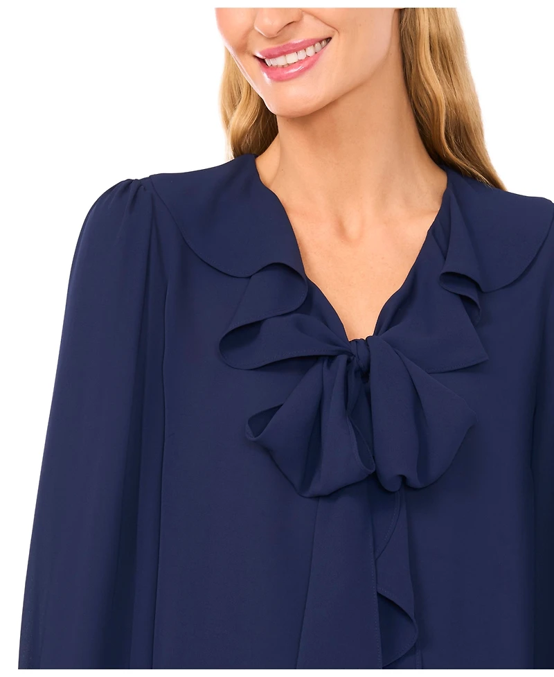 CeCe Women's Ruffle Tie V-Neck Top