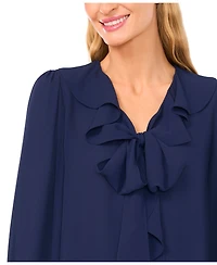 CeCe Women's Ruffle Tie V-Neck Top