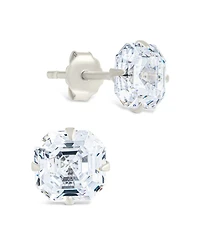 Sterling Forever Sterling Silver Asscher Cut Prong Set Stud Earrings