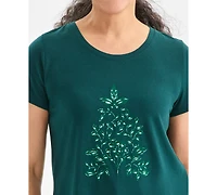 Style & Co Petite Holiday Tree Printed Scoop Neck Top, Macy's Exclusive