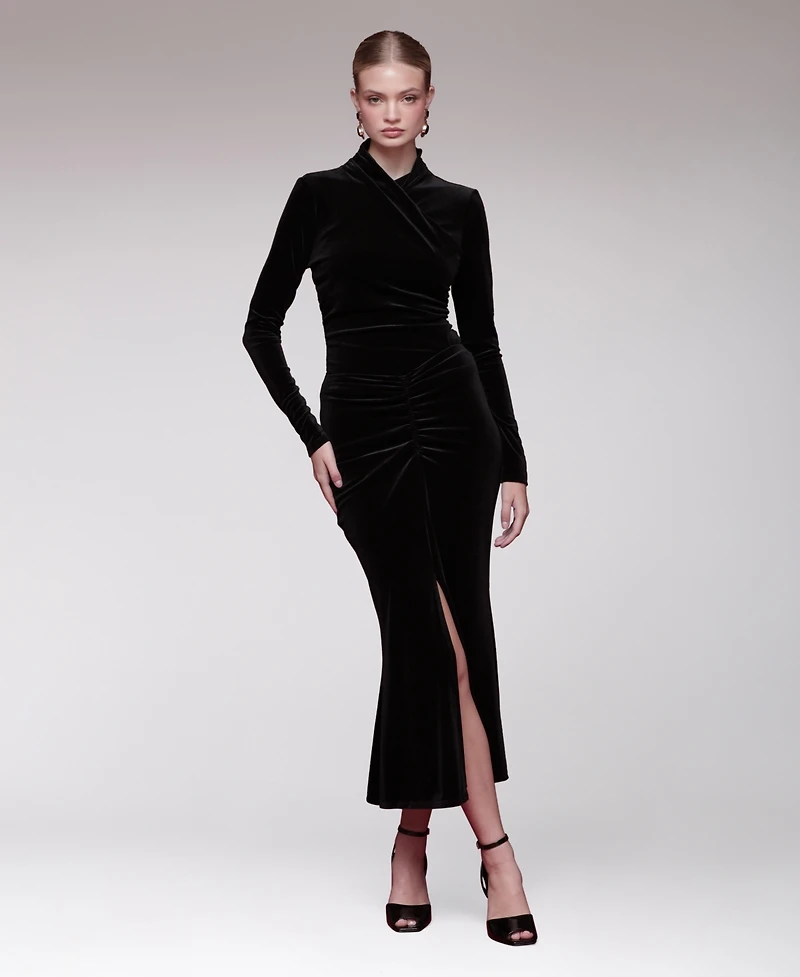Avec Les Filles Women's Velvet Pull-On Midi Skirt