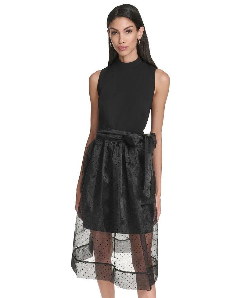 Halston Women's Mock Neck Sleeveless Dress