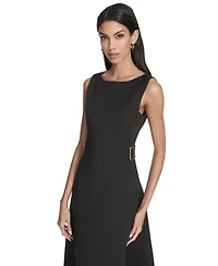 Halston Women's Boat Neck Belted Midi Dress