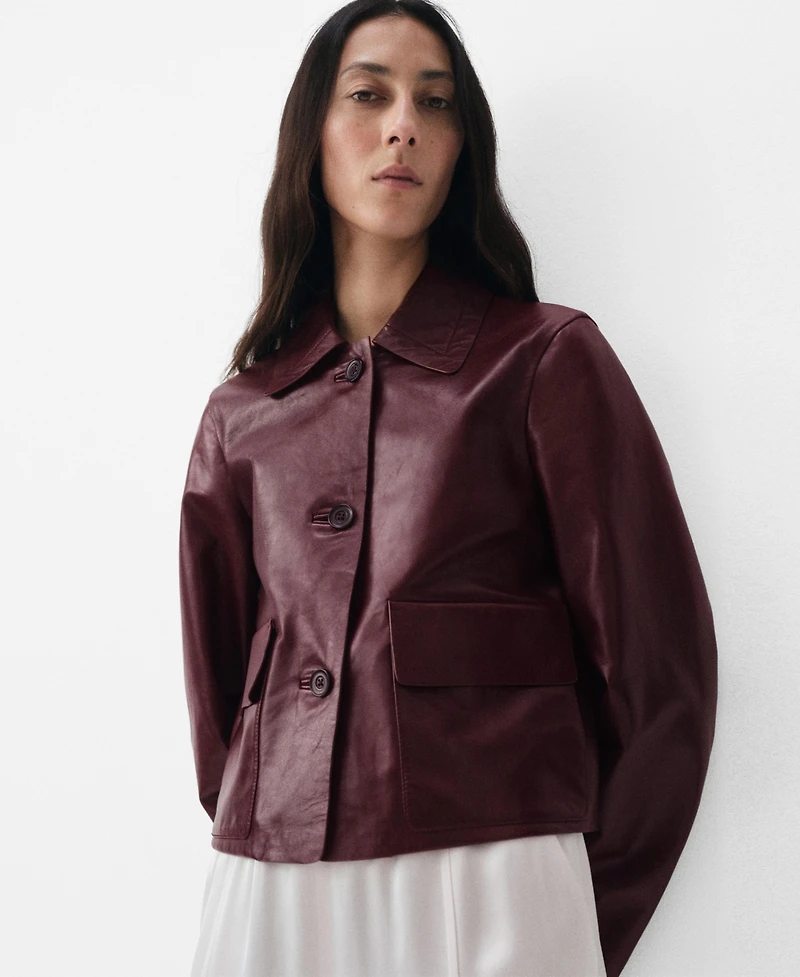 Mango Women's Leather Buttons Jacket