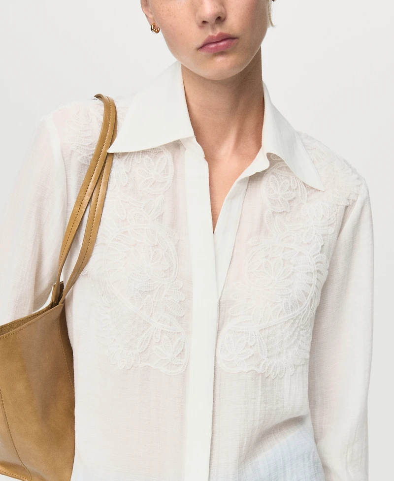 Mango Women's Patches Lyocell Shirt