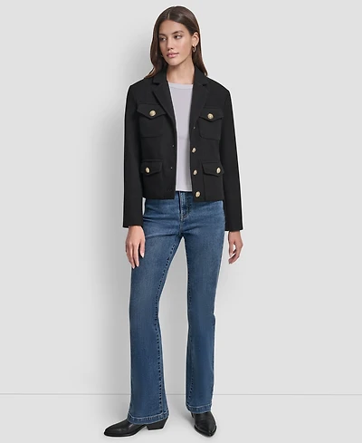 Dkny Jeans Women's Button Front Cropped Jacket