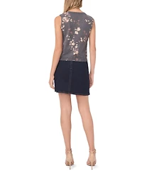 Vince Camuto Women's Delicate Flower Print Sleeveless Sweater