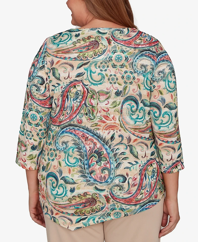 Alfred Dunner Plus Saratoga Springs Classic Paisley Print Pullover Knit Top