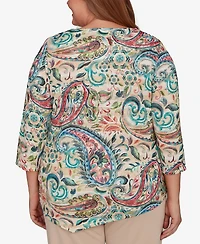Alfred Dunner Plus Saratoga Springs Classic Paisley Print Pullover Knit Top
