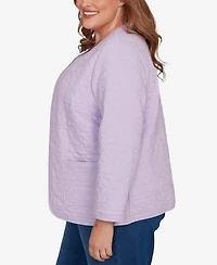 Alfred Dunner Plus Hilton Head Floral Quilted Patchwork Jacket