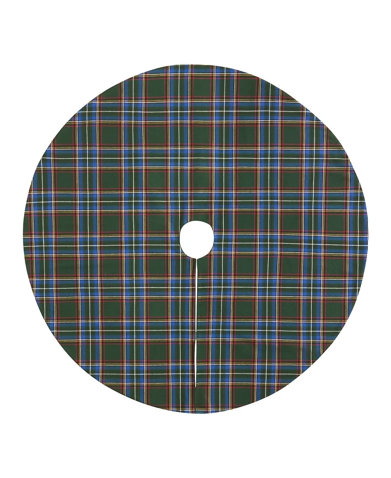 Elrene Stowe Tartan Plaid Cotton Christmas Tree Round Skirt, 48"