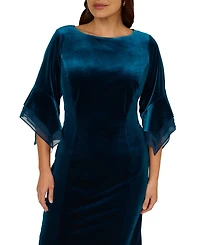 Adrianna Papell Plus Velvet Bell Sleeve Short Dress