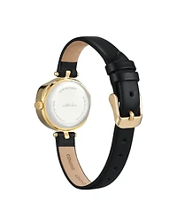 Ettika Open Circle Gold Plated Black Leather Watch, 70-110mm