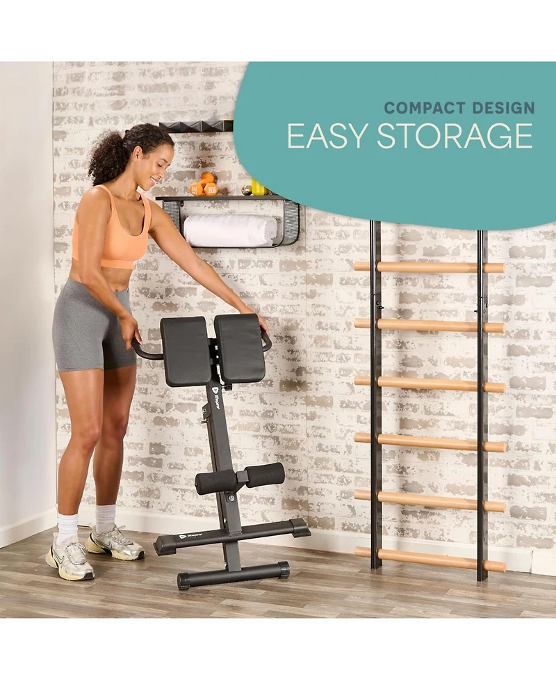 LifePro Adjustable Hyperextension Bench for Glutes, Hamstrings, and Lower Back - Foldable Home Gym Equipment