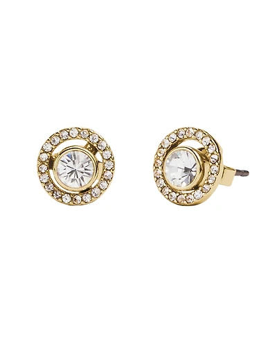 Coach Faux Stone Pave Halo Stud Earrings