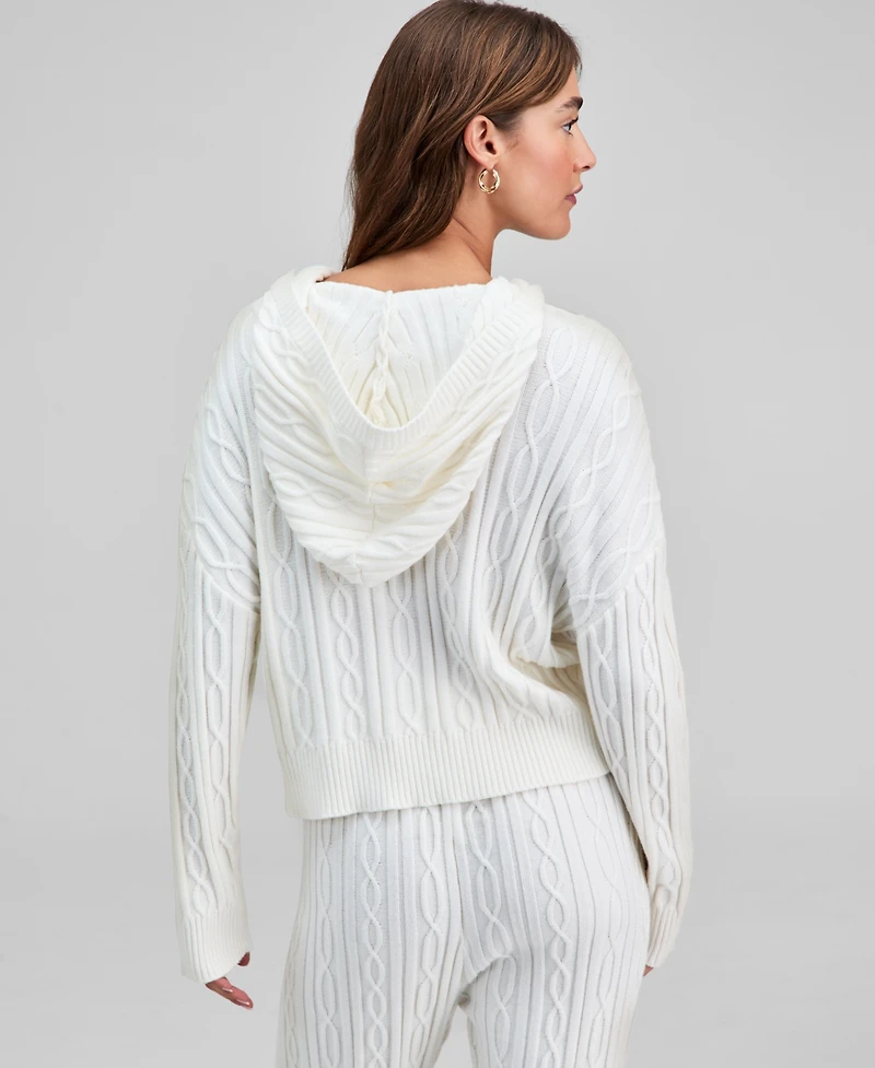 And Now This Women's Cable-Knit Pullover Hoodie, Macy's Exclusive