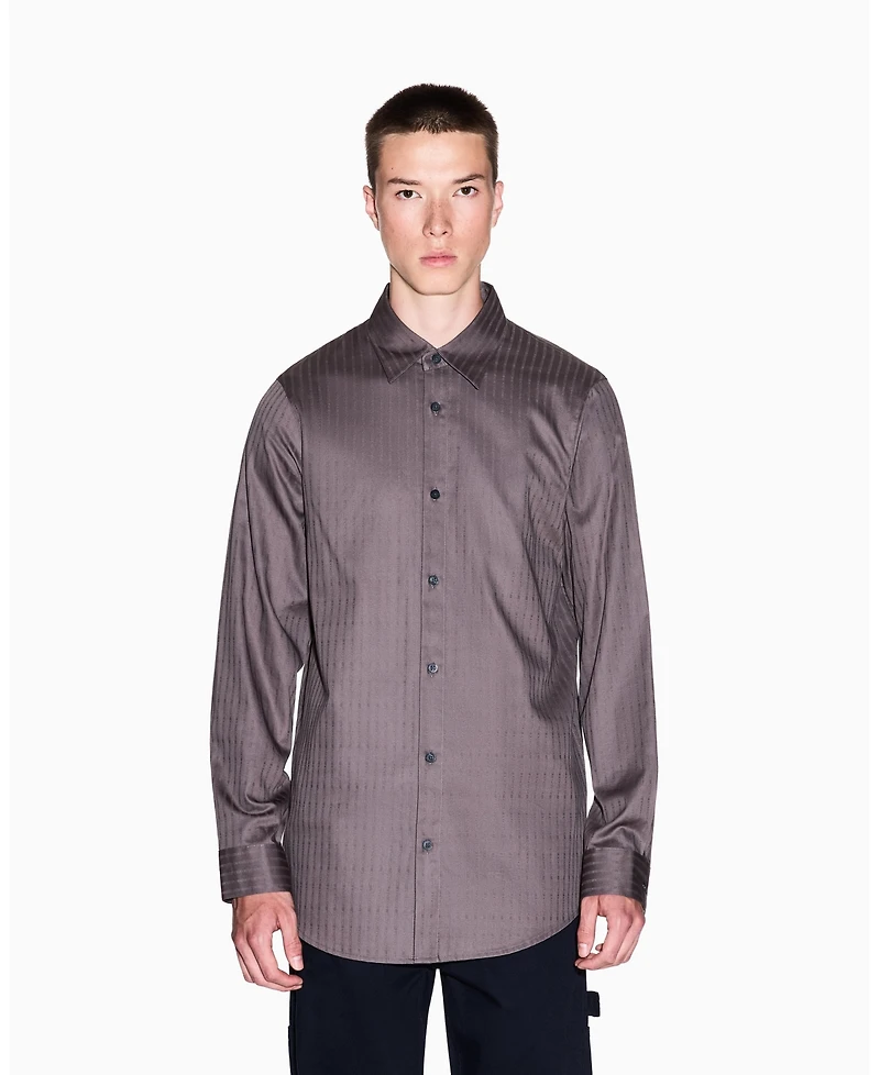 A|X Armani Exchange Men's Cotton Jacquard Wording Graphic Shirt