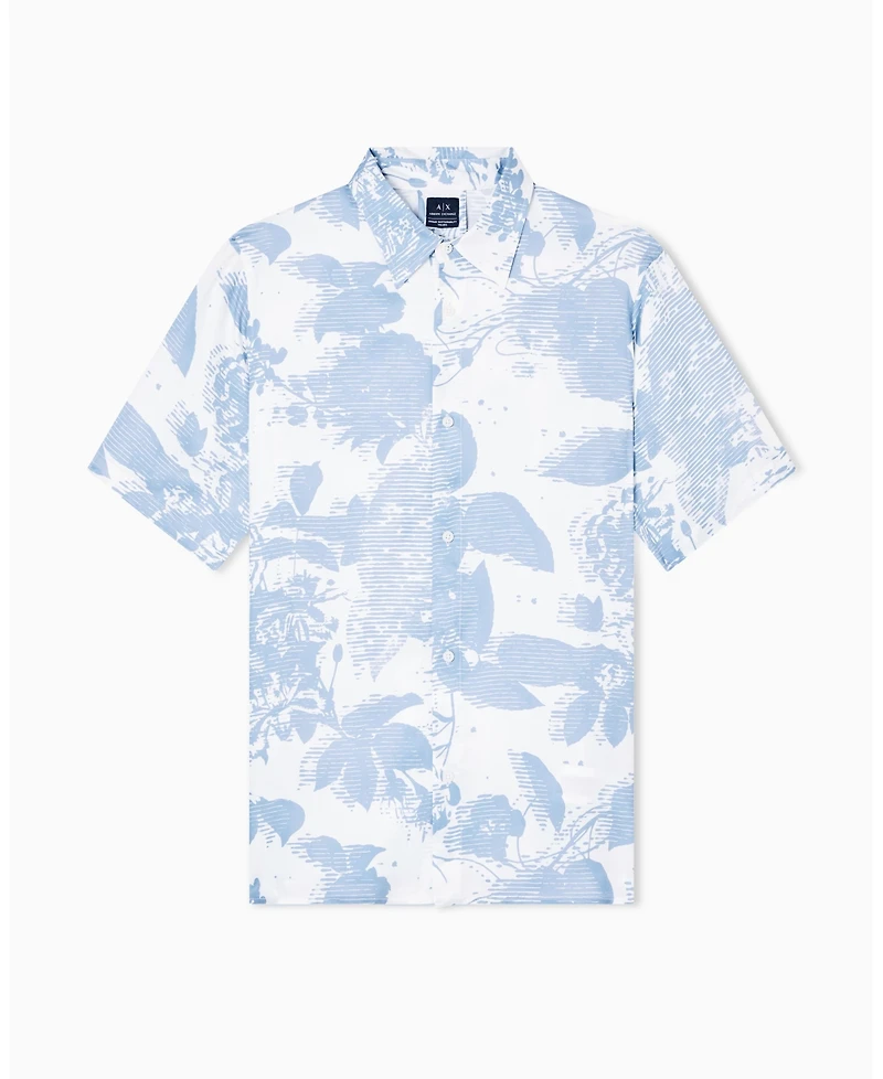 A|X Armani Exchange Men's Short Sleeve Viscose Floral Woven Shirt