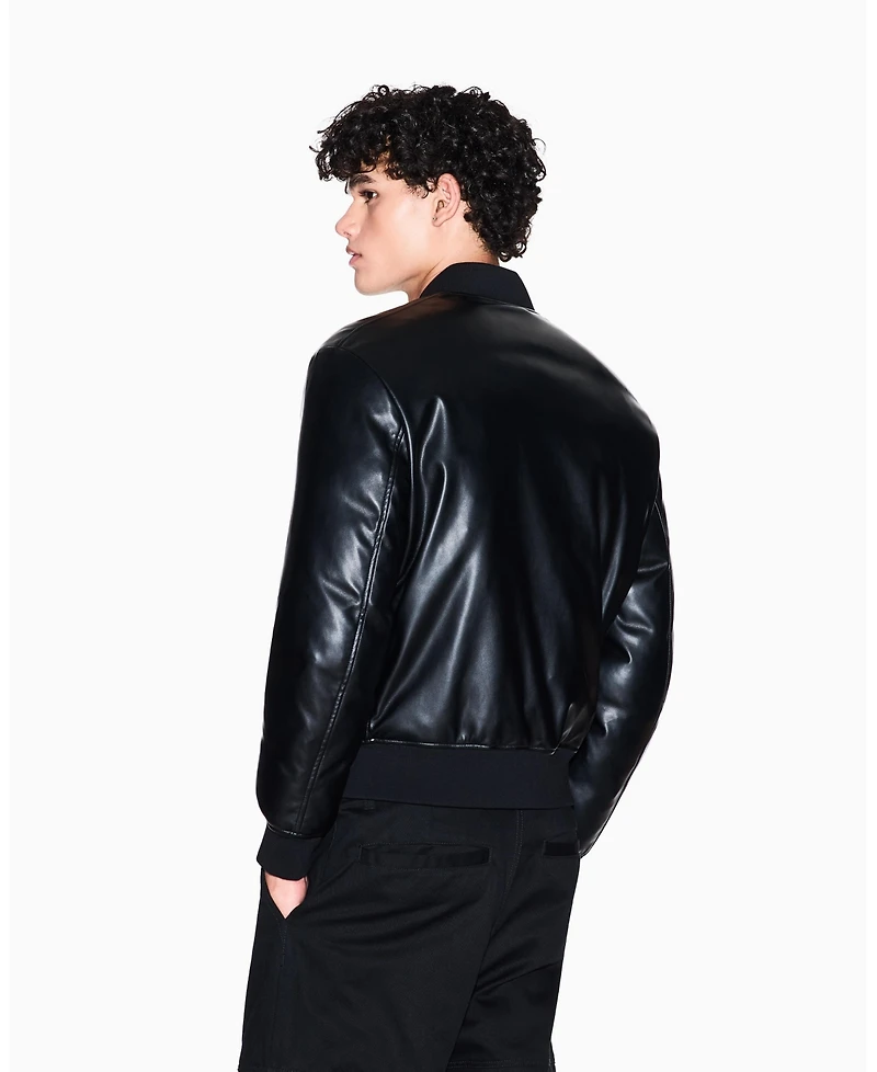 A|X Armani Exchange Men's Leather Bomber Jacket