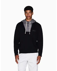 A|X Armani Exchange Men's Cozy Lab Color Block Pique Hoodie Sweatshirt