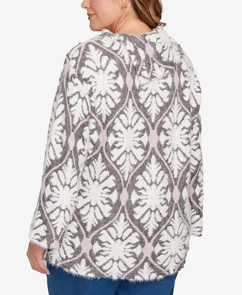 Ruby Rd. Plus Medallion Jacquard Sweater Knit Top