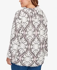 Ruby Rd. Plus Medallion Jacquard Sweater Knit Top