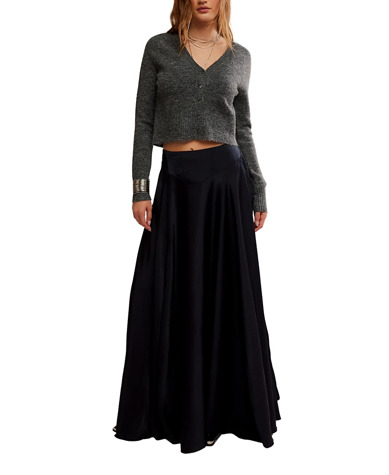 Free People Women's V-Neck Cropped Cardigan Sweater