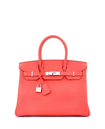 Pre-Owned Hermes Birkin Handbag Red Epsom with Palladium Hardware