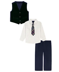Nautica Baby Boys 4-Piece Green Velvet Duo Vest Set