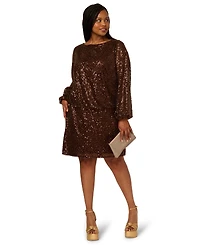 Adrianna Plus Sequin Boat Neck Mini Dress