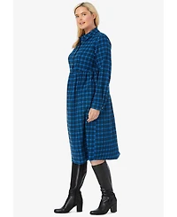 Woman Within Plus Plaid Flannel A-Line Shirtdress