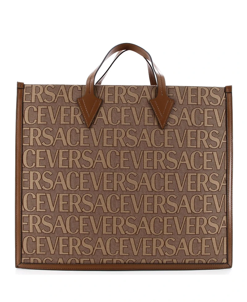 Pre-Owned Versace Large Allover Logo Convertible Tote Printed Canvas