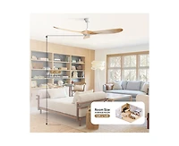 Sofucor 60-inch Modern White 3-Blade Ceiling Fans with Intelligent Remote Control and Timing Function