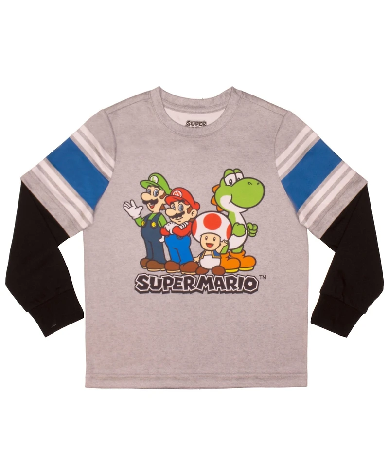 Mario Boys Super 2 Piece Long Sleeve T-Shirt and Jogger Pants Bundle Set