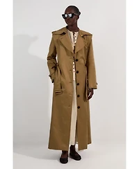 Karen Millen Women's Strong Shoulder Belted Maxi Trench Coat