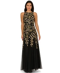 Adrianna Papell Women's Halter Neck Beaded Dress