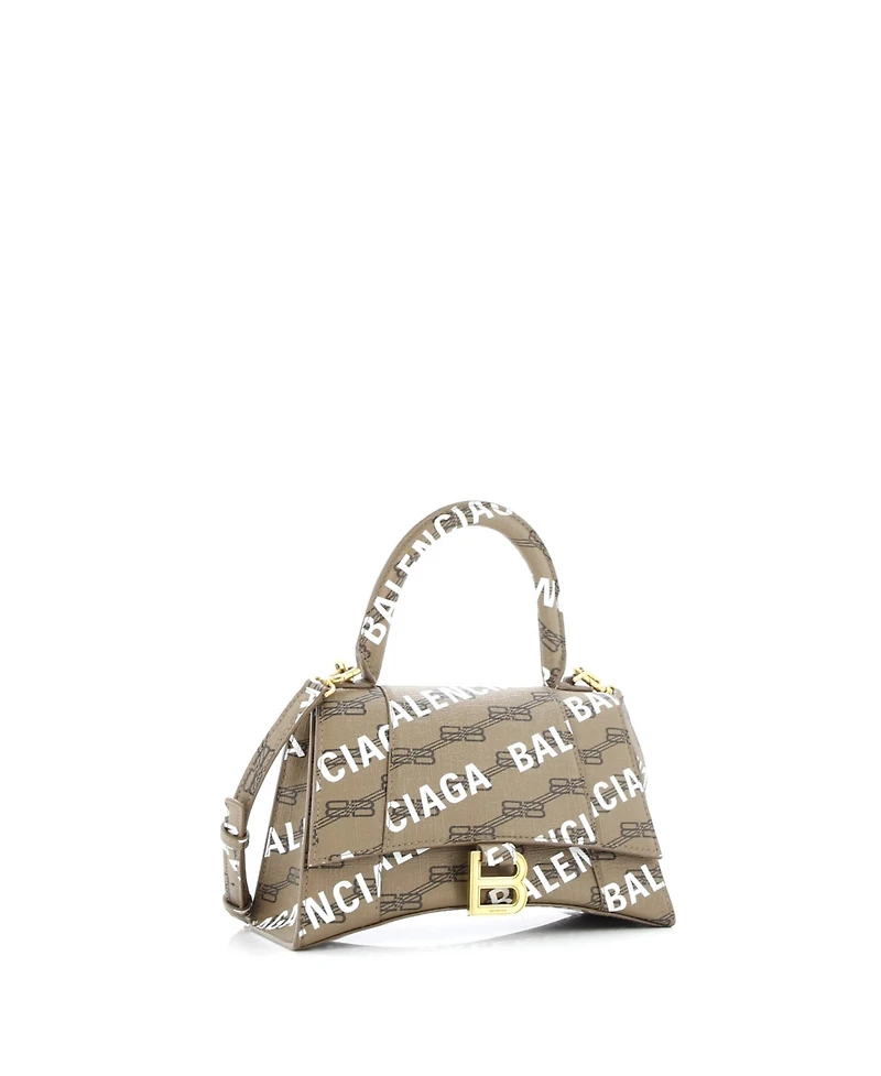 Pre-Owned Balenciaga Small Hourglass Top Handle Bag Monogram Coated Canvas