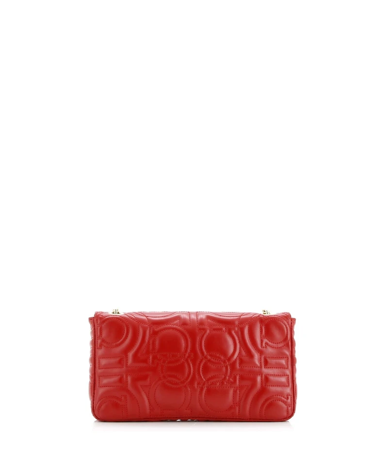 Pre-Owned Salvatore Ferragamo Mini Gancini Chain Wallet Gancini Quilted Leather