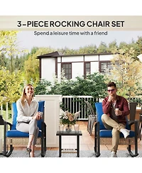 Outsunny 3 Pieces Bistro Set with Rat Rocking Chairs & Table Dark