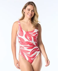 Carmen Marc Valvo Women's Scoop Neck One-Piece Swimsuit